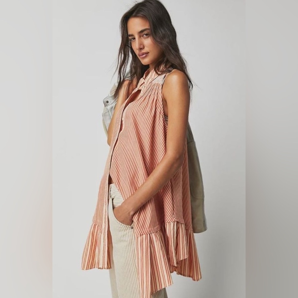 Free People Rust and White Textured Mini Dress - Picture 2 of 8
